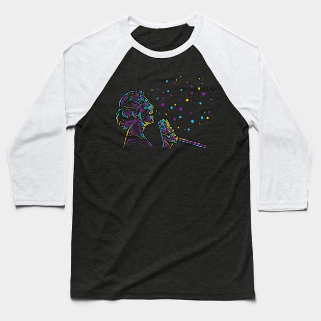 female singer abstract colorful Baseball T-Shirt by Mako Design 